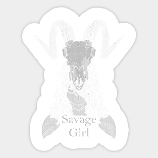 ASCii Savage Girl w/ text (Black) Sticker